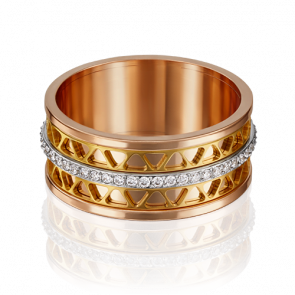 Обручальное кольцо из комбинированного золота Platina с фианитом 01-4789-00-401-1140-50 фото