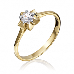 Кольцо из лимонного золота Platina с фианитом 01-4797-00-501-1130-38 фото