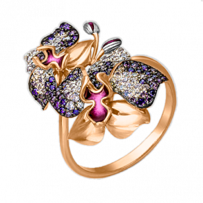 Золотое кольцо Platina с фианитом и эмалью 01-4807-01-404-1110-53 фото