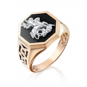 Кольцо из комбинированного золота Великомученик Георгий Победоносец Platina с эмалью 01-4826-00-000-1111-25 фото