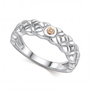 Серебряное кольцо АЛЬКОР с золотой накладкой и бриллиантом 01-4829/000Б-00 фото