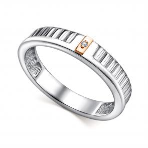 Серебряное кольцо Алькор с золотой накладкой и бриллиантом 01-4833/000Б-00 фото
