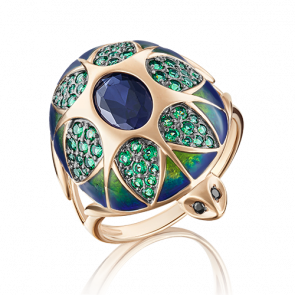 Золотое кольцо Platina с фианитом, сапфировым корундом и эмалью 01-4840-00-294-1110-46 фото