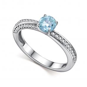 Серебряное кольцо АЛЬКОР с топазом и фианитом 01-4846/00ТБ-00 фото