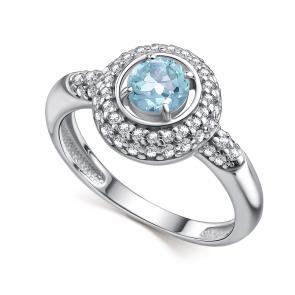 Серебряное кольцо АЛЬКОР с топазом и фианитом 01-4847/00ТБ-00 фото
