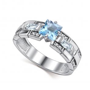Серебряное кольцо АЛЬКОР с топазом и фианитом 01-4848/00ТБ-00 фото