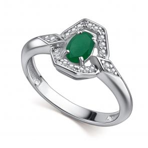 Серебряное кольцо АЛЬКОР с фианитом и агатом 01-4849/00АГ-00 фото