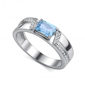 Серебряное кольцо АЛЬКОР с топазом и фианитом 01-4850/00ТБ-00 фото