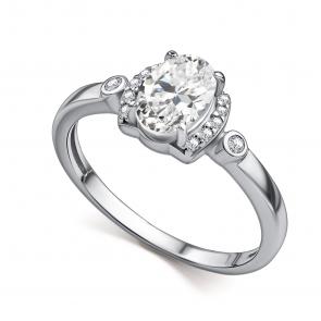 Серебряное кольцо АЛЬКОР с фианитом и горным хрусталём 01-4852/00ГХ-00 фото