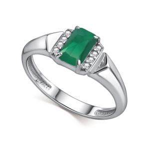 Серебряное кольцо АЛЬКОР с фианитом и агатом 01-4853/00АГ-00 фото