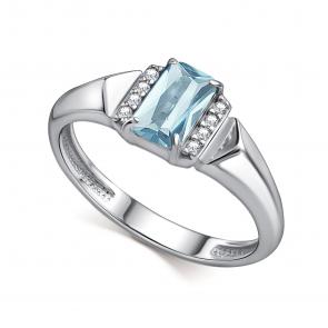 Серебряное кольцо АЛЬКОР с топазом и фианитом 01-4853/00ТБ-00 фото