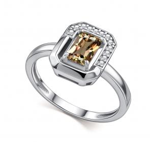 Серебряное кольцо АЛЬКОР с фианитом и султанитом 01-4854/00СТ-00 фото