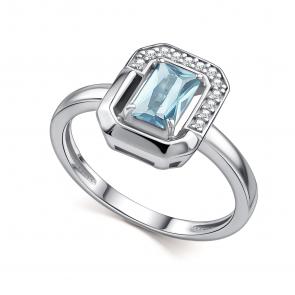 Серебряное кольцо АЛЬКОР с топазом и фианитом 01-4854/00ТБ-00 фото