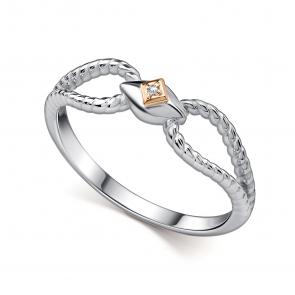 Серебряное кольцо АЛЬКОР с золотой накладкой и бриллиантом 01-4864/000Б-00 фото