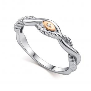 Серебряное кольцо АЛЬКОР с золотой накладкой и бриллиантом 01-4865/000Б-00 фото
