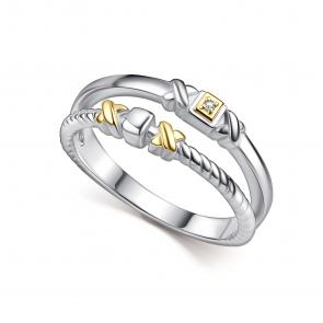 Серебряное кольцо Алькор с золотой накладкой и бриллиантом 01-4866/0ЛЗБ-18 фото