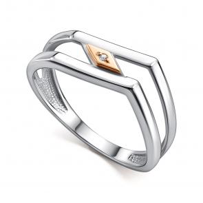 Серебряное кольцо Алькор с золотой накладкой и бриллиантом 01-4867/000Б-00 фото