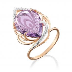 Золотое кольцо Platina с фианитом и аметистом 01-4898-00-209-1110-46 фото