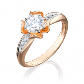 Золотое кольцо Platina с фианитом 01-4910-00-501-1110-38 фото