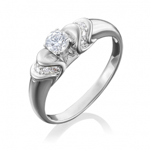 Кольцо из белого золота Platina с фианитом 01-4930-00-501-1120-38 фото