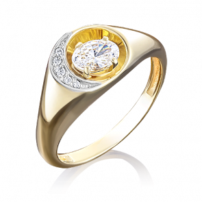 Кольцо из лимонного золота Platina с фианитом 01-4933-00-501-1130-38 фото