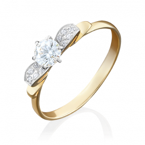 Кольцо из лимонного золота Platina с фианитом 01-4934-00-501-1130-38 фото