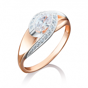 Кольцо из комбинированного золота Platina с фианитом 01-4937-00-501-1111-38 фото
