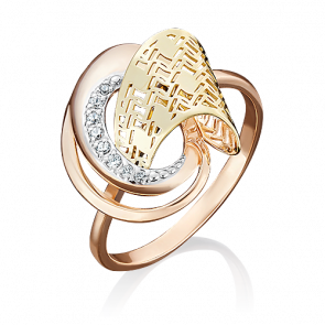 Кольцо из комбинированного золота Platina с фианитом 01-4971-00-401-1113-48 фото