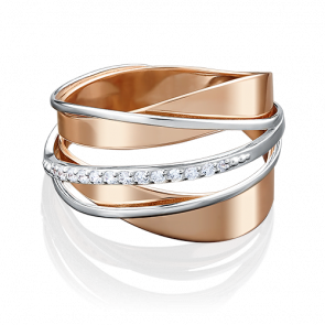 Кольцо из комбинированного золота Platina с фианитом 01-5002-00-401-1111-03 фото