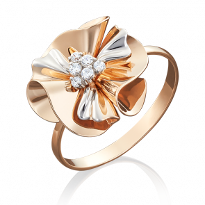 Кольцо из комбинированного золота Platina с фианитом 01-5014-00-401-1111-48 фото