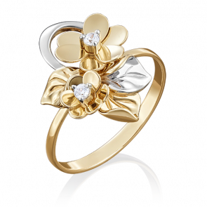 Кольцо из лимонного золота Platina с фианитом 01-5022-00-401-1130-48 фото