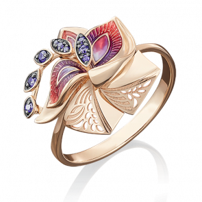 Золотое кольцо Platina с фианитом и эмалью 01-5023-00-404-1110-65 фото