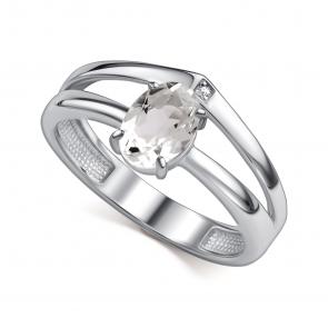 Серебряное кольцо АЛЬКОР с бриллиантом и горным хрусталём 01-5024/БРГХ-00 фото