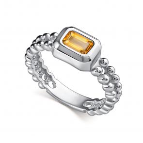 Серебряное кольцо АЛЬКОР с цитрином 01-5028/00ЦТ-00 фото