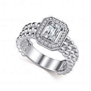 Серебряное кольцо АЛЬКОР с фианитом и горным хрусталём 01-5029/00ГХ-00 фото