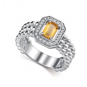 Серебряное кольцо АЛЬКОР с фианитом и цитрином 01-5029/00ЦТ-00 фото