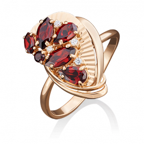 Золотое кольцо Platina с фианитом и гранатом 01-5032-00-210-1110-46 фото
