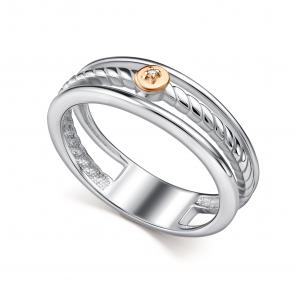 Серебряное кольцо АЛЬКОР с золотой накладкой и бриллиантом 01-5045/000Б-00 фото