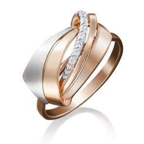 Кольцо из комбинированного золота Platina с фианитом 01-5049-00-401-1111-03 фото