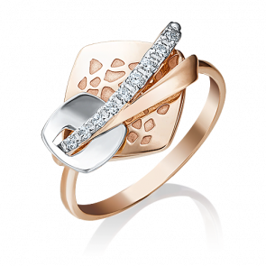 Кольцо из комбинированного золота Platina с фианитом 01-5064-00-401-1111-48 фото
