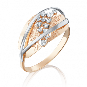 Кольцо из комбинированного золота Platina с фианитом 01-5071-00-401-1111-65 фото