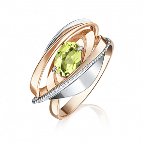 Кольцо из комбинированного золота Platina с хризолитом 01-5080-00-205-1111-46 фото