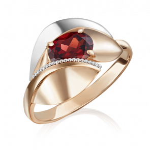 Кольцо из комбинированного золота Platina с гранатом 01-5081-00-204-1111-46 фото