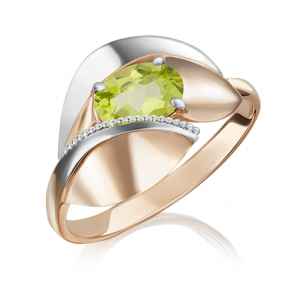 Кольцо из комбинированного золота Platina с хризолитом 01-5081-00-205-1111-46 фото