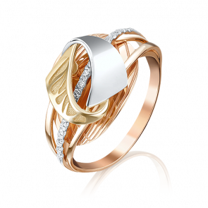 Кольцо из комбинированного золота Platina с фианитом 01-5083-00-401-1140-48 фото