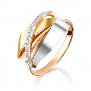Кольцо из комбинированного золота Platina с фианитом 01-5092-00-401-1140-03 фото