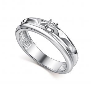 Серебряное кольцо АЛЬКОР с бриллиантом 01-5106/000Б-00 фото