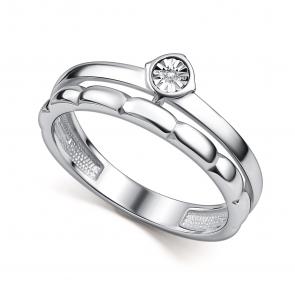 Серебряное кольцо АЛЬКОР с бриллиантом 01-5111/000Б-00 фото