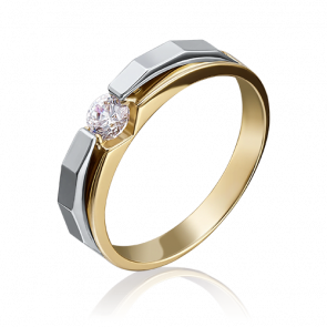 Кольцо из комбинированного золота Platina с фианитом 01-5121-00-401-1121 фото