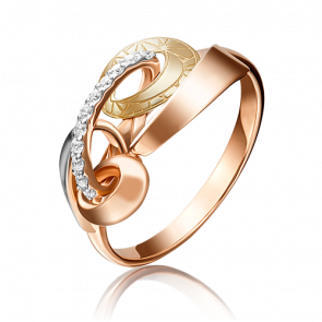 Кольцо из комбинированного золота Platina с фианитом 01-5127-00-401-1113-48 фото